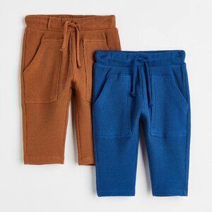 Bundle of H&M Baby Drawstring Waffle Pants - 6 months